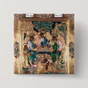 Badge Carré 5 Cm Icône dépeignant Abraham et les trois anges