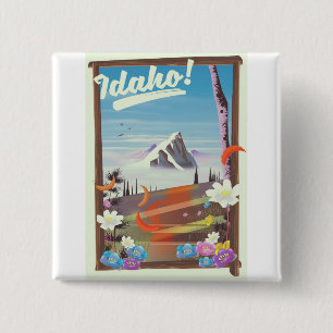 Badge Carré 5 Cm Idaho ! poster de voyage paysager