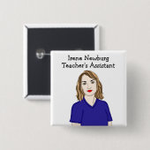 Badge Carré 5 Cm Identification de l'assistant de l'enseignant pers (Devant & derrière)