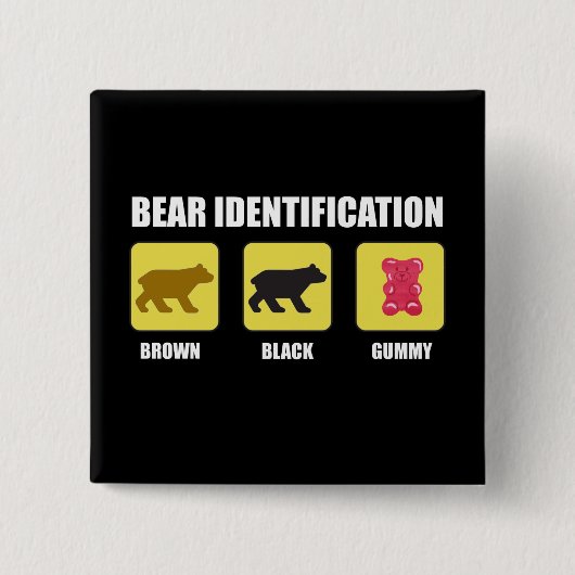 Badge Carré 5 Cm Identification de l'ours drôle (Devant)