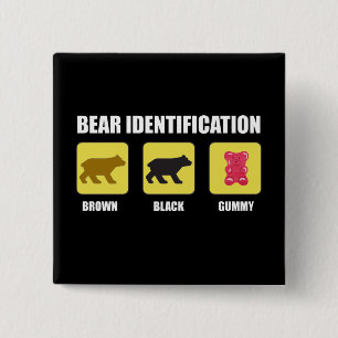 Badge Carré 5 Cm Identification de l'ours Funny
