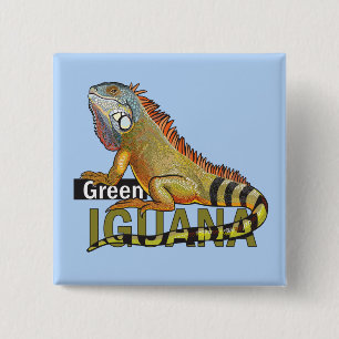 Badge Carré 5 Cm iguane vert