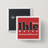 Badge Carré 5 Cm Ihle pour maire Button (Devant & derrière)