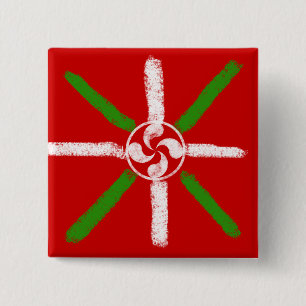 Badge Carré 5 Cm Ikurriña et Lauburu dessinés par craie originale