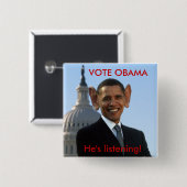 Badge Carré 5 Cm Il écoute (Devant & derrière)