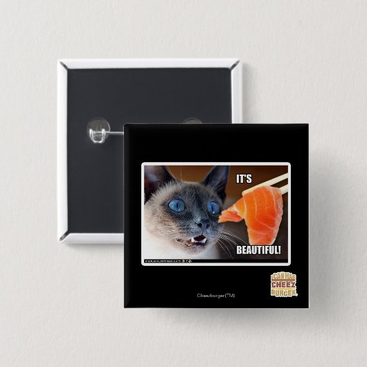 Badge Carré 5 Cm Il est beau ! (Devant & derrière)