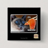 Badge Carré 5 Cm Il est beau ! (Devant)