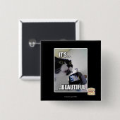 Badge Carré 5 Cm Il est beau (Devant & derrière)