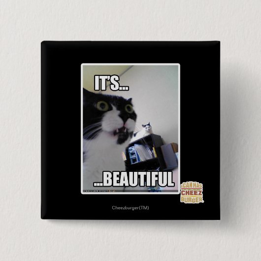 Badge Carré 5 Cm Il est beau (Devant)