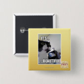 Badge Carré 5 Cm Il est beau (Devant & derrière)