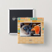 Badge Carré 5 Cm Il est beau ! (Devant & derrière)