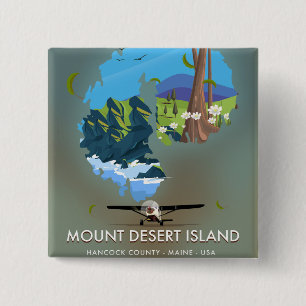Badge Carré 5 Cm Île Mount Desert, comté de Hancock, Maine, États-U