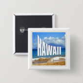 Badge Carré 5 Cm Îles d'Hawaï (Devant & derrière)