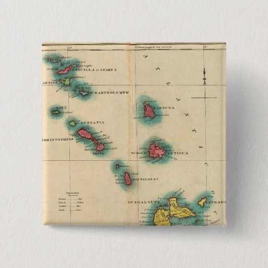 Badge Carré 5 Cm Îles Leeward (Devant)