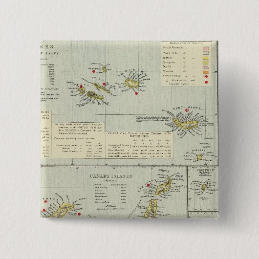 Badge Carré 5 Cm Îles, océan Atlantique (Devant)