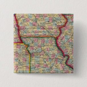 Badge Carré 5 Cm Illinois, Missouri, Iowa, Nebraska Et Kansas
