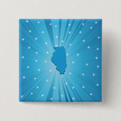 Badge Carré 5 Cm Illinois State Silhouette Blue Starburst (Devant)