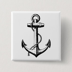 Badge Carré 5 Cm Illustration d'ancre nautique vintage