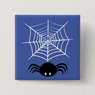 Badge Carré 5 Cm Illustration d'araignée d'Halloween effrayante