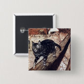 Badge Carré 5 Cm Illustration de Castle Cat Rackham (Devant & derrière)