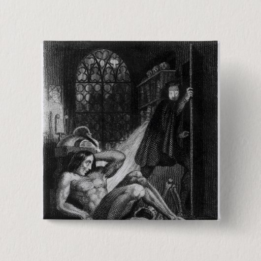 Badge Carré 5 Cm Illustration de 'Frankenstein (Devant)