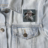 Badge Carré 5 Cm Illustration de Gandalf (En situation)