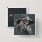 Badge Carré 5 Cm Illustration de Gandalf (Devant & derrière)
