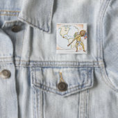 Badge Carré 5 Cm Illustration de guerrier aztèque de Jaguar (En situation)