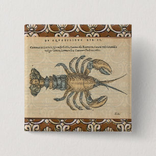 Badge Carré 5 Cm Illustration de homard vintage : damas côtier