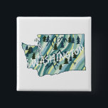 Badge Carré 5 Cm Illustration de la carte de l'État de Washington<br><div class="desc">Découvrez cette magnifique carte illustrée de l'état de Washington ! Consultez ma boutique pour plus de produits assortis et d'autres designs aussi!</div>