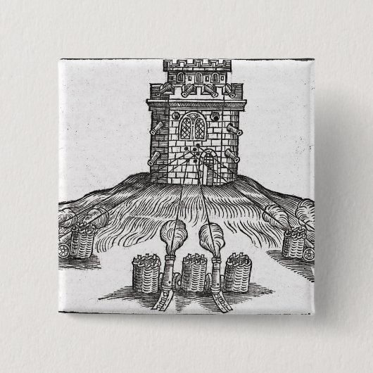 Badge Carré 5 Cm Illustration de la guerre de siège (Devant)