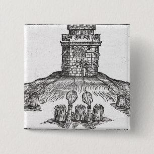 Badge Carré 5 Cm Illustration de la guerre de siège