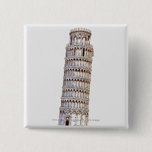 Badge Carré 5 Cm Illustration de la tour de Pise