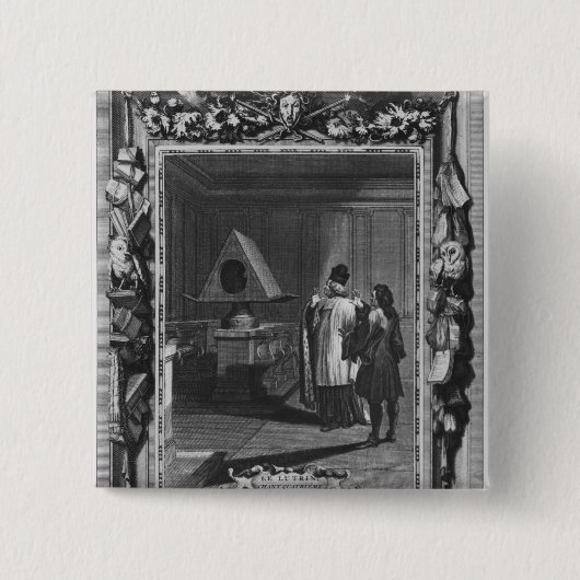 Badge Carré 5 Cm Illustration de "Le Lutrin" par Nicolas (Devant)