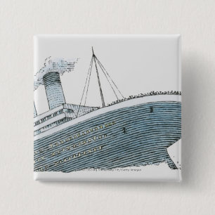 Badge Carré 5 Cm Illustration de passager tombant de Titanic