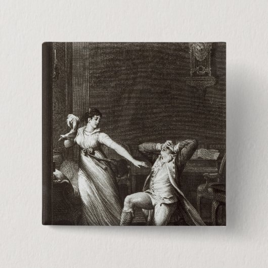 Badge Carré 5 Cm Illustration 'des peines de Werther (Devant)