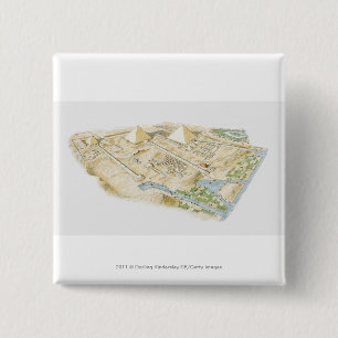 Badge Carré 5 Cm Illustration des pyramides de Gizeh