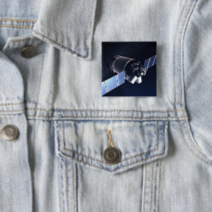 Badge Carré 5 Cm Illustration Du Dragon Xl Spacecraft.