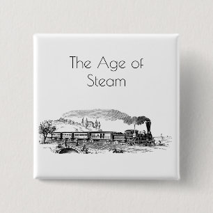 Badge Carré 5 Cm Illustration du style Vintage du train Locomotive