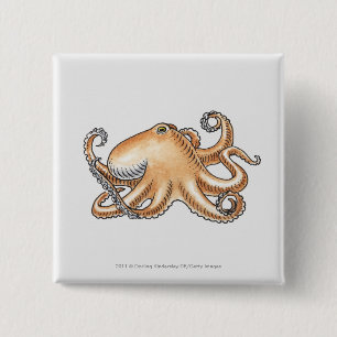Badge Carré 5 Cm Illustration d'un poulpe