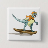 Badge Carré 5 Cm Illustration D'Un Raptor Skateboard. (Devant)
