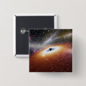 Badge Carré 5 Cm Illustration d'un trou noir supermassif (Devant & derrière)