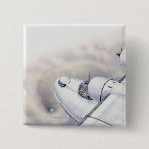 Badge Carré 5 Cm Illustration d'un vol plat au-dessus de trou de