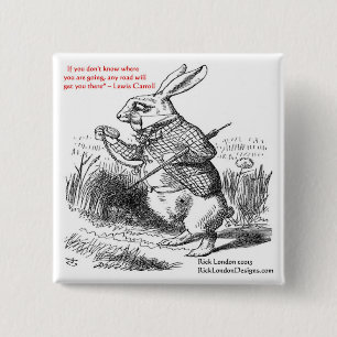 Badge Carré 5 Cm Illustration et citation de Lewis Carroll dans le
