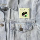 Badge Carré 5 Cm Illustration noire drôle de bande dessinée de (En situation)