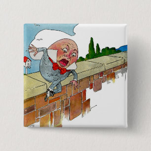 Badge Carré 5 Cm Illustration vintage de comptine de Humpty Dumpty