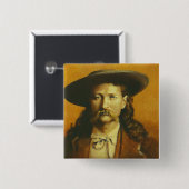 Badge Carré 5 Cm Illustration Wild Bill Hickok (Devant & derrière)