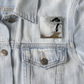 Badge Carré 5 Cm Image couleur véritable de la neige (En situation)