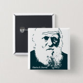 Badge Carré 5 Cm Image de Darwin. Bouton (Devant & derrière)