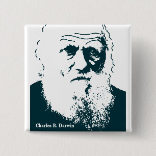 Badge Carré 5 Cm Image de Darwin. Bouton